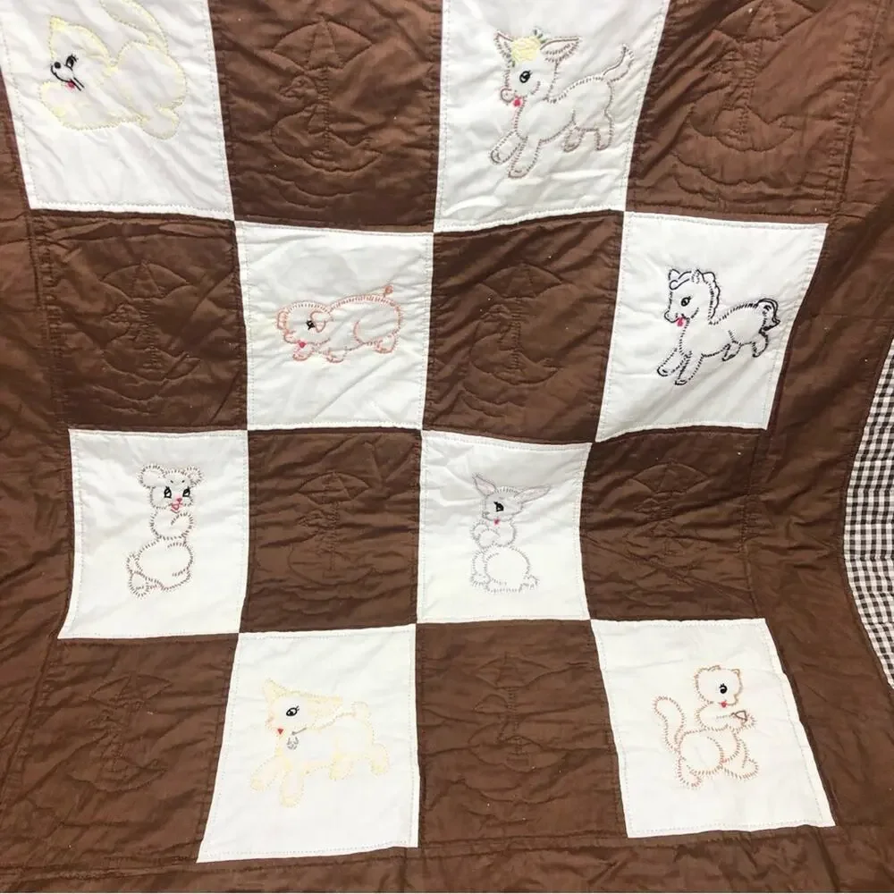 Vintage Embroidered Animal Quilt